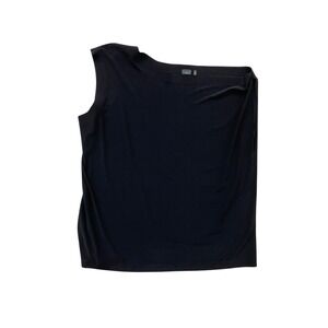 Norma Kamali Black One Shoulder Tank Top Asymmetrical Sleeveless L/40